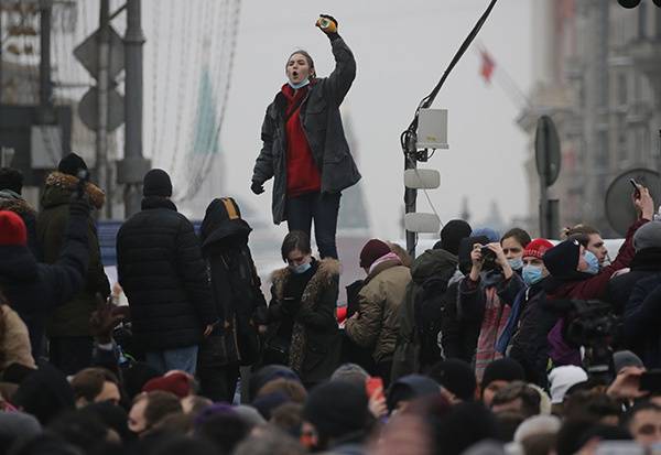 当地时间2021年1月23日，俄罗斯莫斯科爆发游行集会。人民视觉资料图