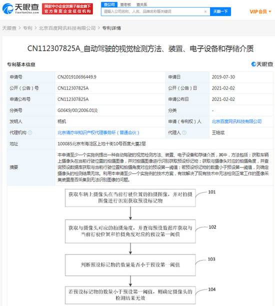 百度关联公司公开多项自动驾驶相关专利