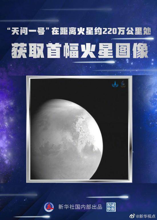 天问一号完成第四次轨道中途修正 传回首幅火星影像图