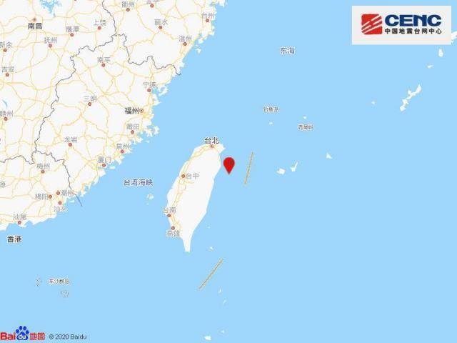 台湾宜兰县海域发生5.3级地震 震源深度20千米