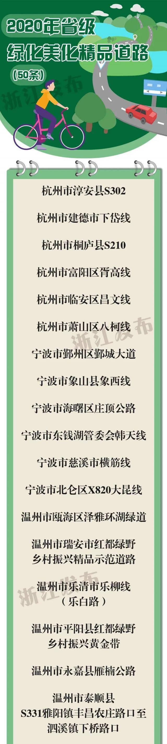 浙江这50条路入选省级精品道路名单！有你常去的那条吗？