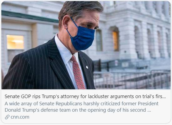 共和党参议员指责特朗普律师缺乏说服力。/CNN报道截图