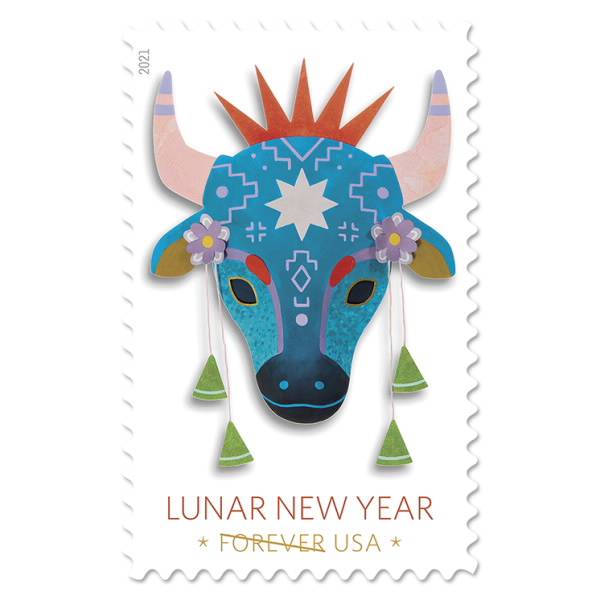 ▲美国发行的牛年生肖邮票。图片来自美国邮政局官网