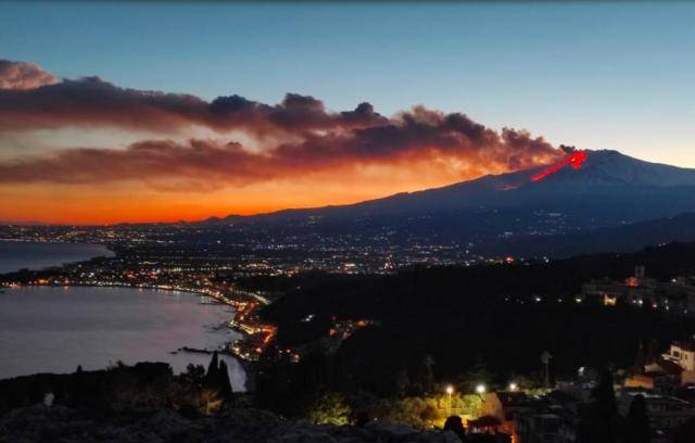 △埃特纳火山喷发（图片来自安莎社）