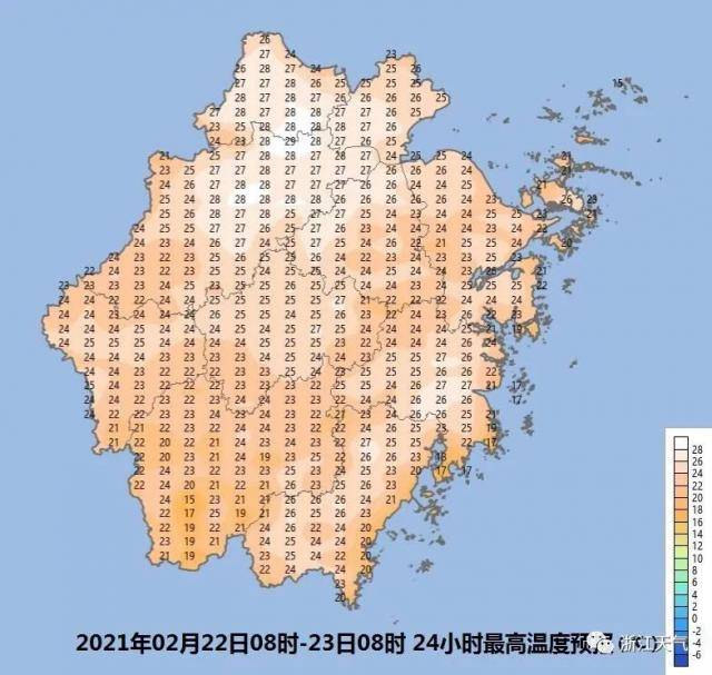 26~28℃，浙江是要闯进