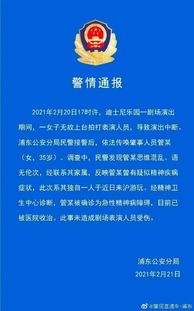 上海迪士尼游客上台殴打辱骂表演者！警方通报！