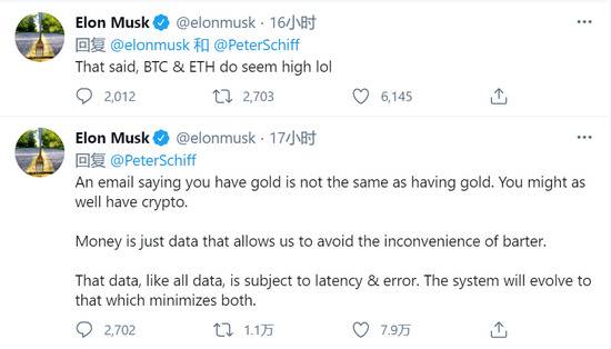 比特币一度涨破5.7万美元 马斯克：价格确实“有点高了”