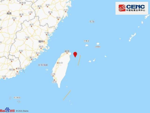 台湾宜兰县海域发生4.3级地震 震源深度10千米