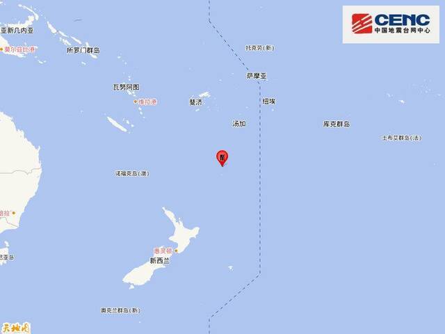 新西兰克马德克群岛发生6.2级地震 震源深度10千米