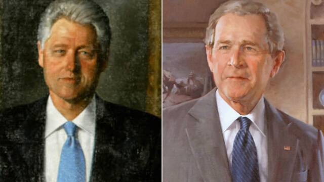 克林顿和小布什的肖像重回白宫大厅 曾被特朗普关进“小黑屋”
