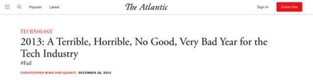 ▲2013：对科技产业而言糟糕、极其糟糕、糟糕透顶的一年