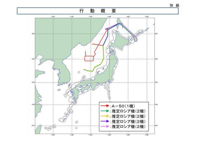 日方发布的俄罗斯军机飞行路线图