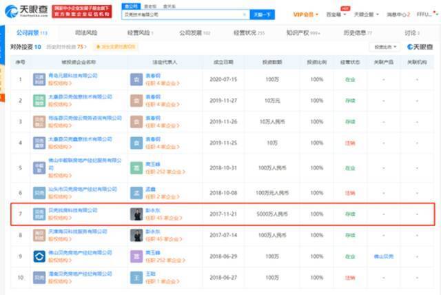 因为通过登记的住所无法联系 贝壳找房关联公司被列入经营异常