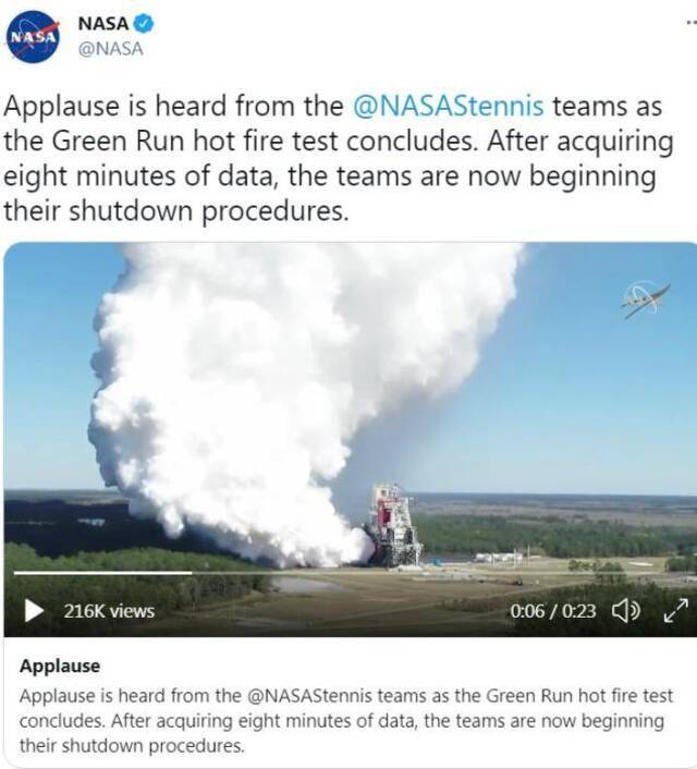 图片来源：NASA社交媒体官方账号截图