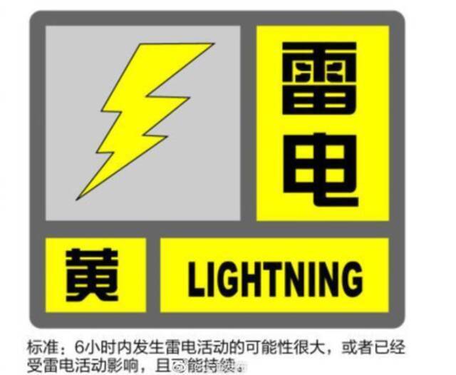 上海发布雷电黄色预警信号：预计6小时内全市将发生雷电活动