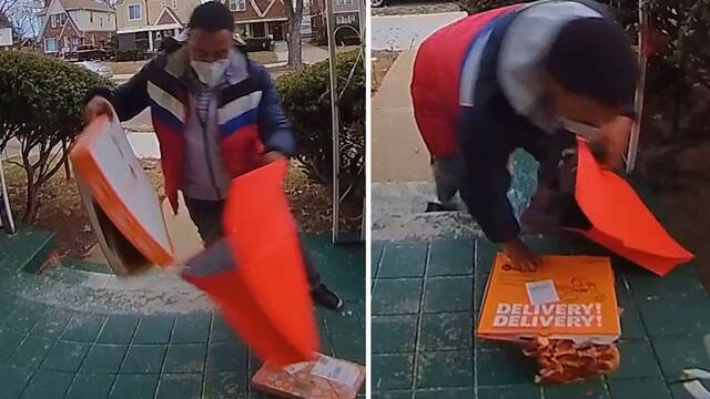 美国一名外卖小哥把掉地上的披萨默默塞回包装盒 顾客投诉后被解雇