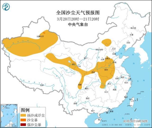 沙尘暴蓝色预警继续！全国13省区仍有扬沙和浮尘