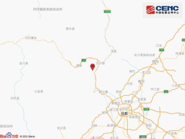 四川阿坝州汶川县发生2.9级地震，震源深度11千米