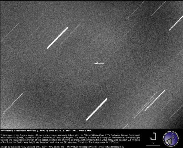 虚拟望远镜项目(VTP)成功捕获飞掠地球的小行星2001 FO32图像