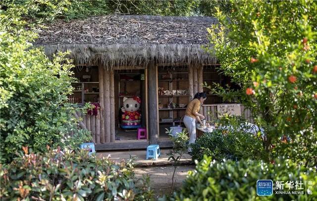 腾冲市三家村中寨司莫拉佤族村村民经营的小卖部。摄于2020年5月。新华社记者江文耀摄
