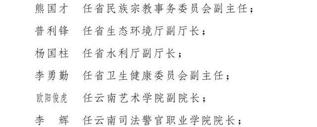 云南省人民政府发布一批任免职通知，涉及12名干部