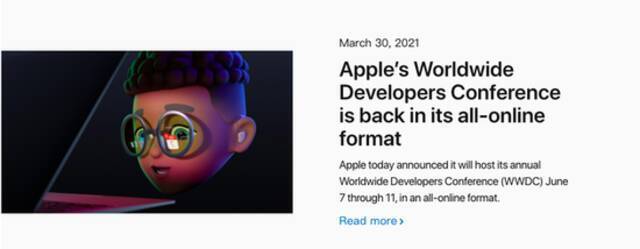 苹果将于当地时间6月7日至11日举办苹果全球开发者大会