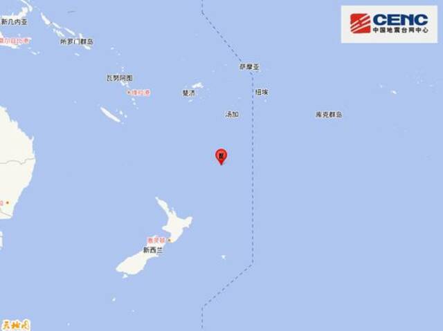 新西兰克马德克群岛发生5.5级地震 震源深度10千米