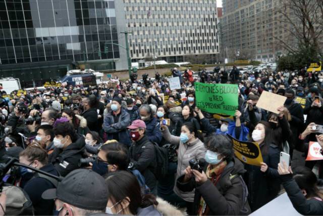 图为纽约日前举行的反对仇恨亚裔示威活动（资料图）