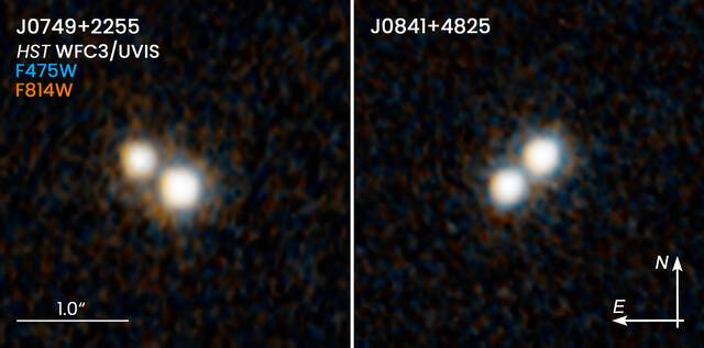 哈勃太空望远镜发现合并星系中的两对双类星体