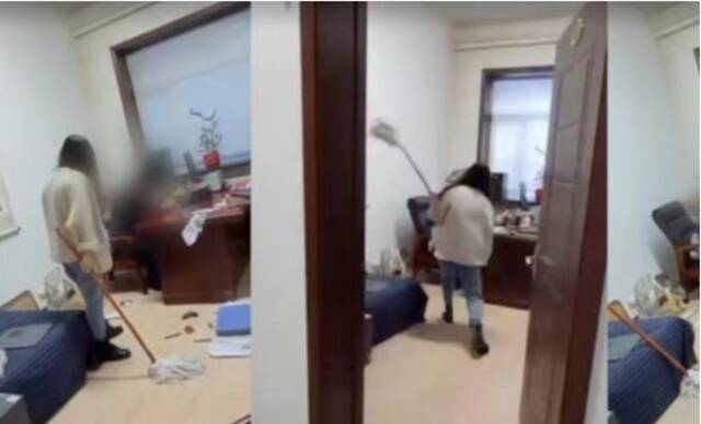 黑龙江一官员被女下属拖把打脸，警方：尚无法判断是否性骚扰