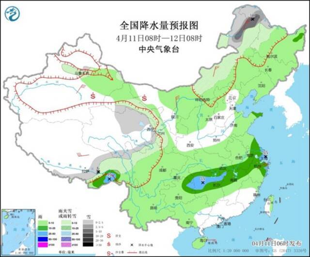 江南局地暴雨来袭 北方雨雪降温齐至