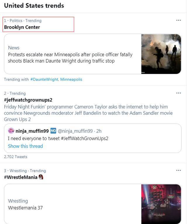 推特美国热搜截图