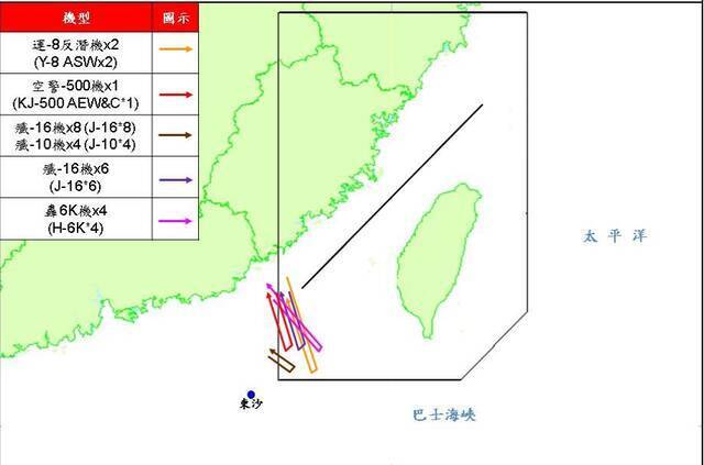解放军军机飞行路线图图源：台军