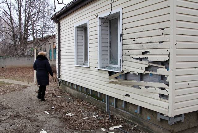 2021年2月25日，顿涅茨克西南20公里处的Yelenovka村，被乌克兰武装部队炮击的房子