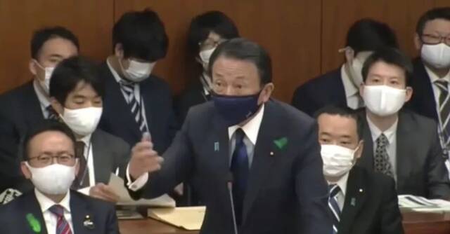 麻生太郎16日发言（视频截图）