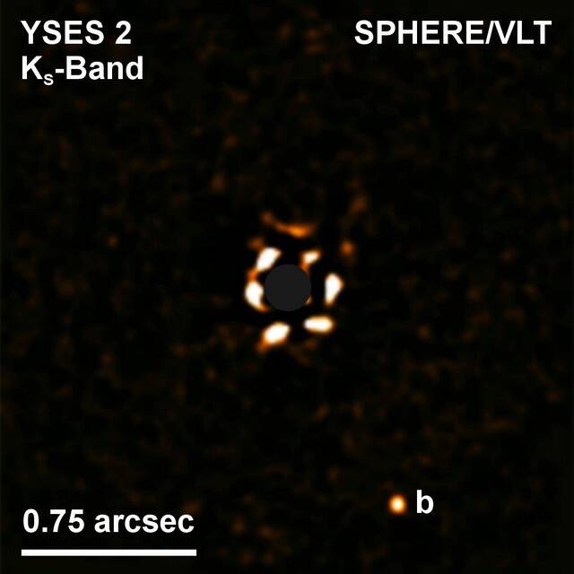 天文学家拍摄到一颗巨大的行星YSES2b在很大的距离上围绕着一颗类太阳恒星运行
