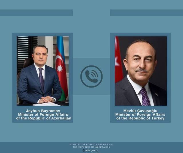 阿总统阿利耶夫当天与土耳其总统埃尔多安举行电话会谈双方均表态谴责图源：阿塞拜疆外交部