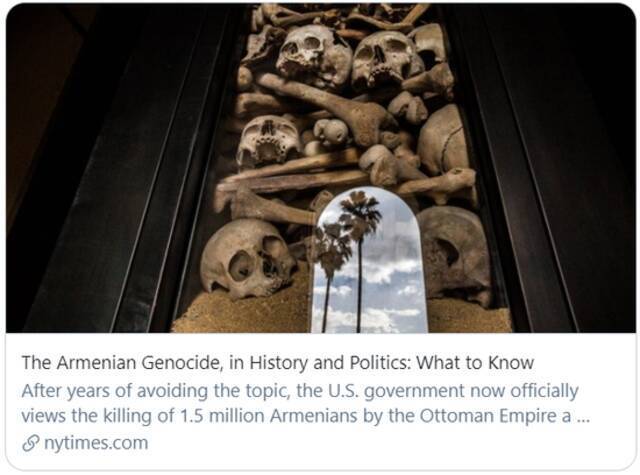 历史和政治中的亚美尼亚“种族灭绝”。/《纽约时报》报道截图