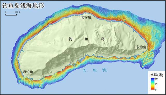 图3钓鱼岛浅海地形图，图片来源：自然资源部