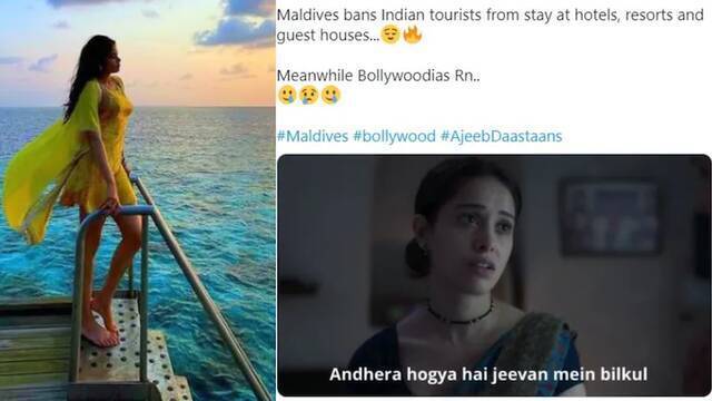 宝莱坞明星疫情期间上传了在马尔代夫度假照片，遭网友嘲讽（图源：印媒）