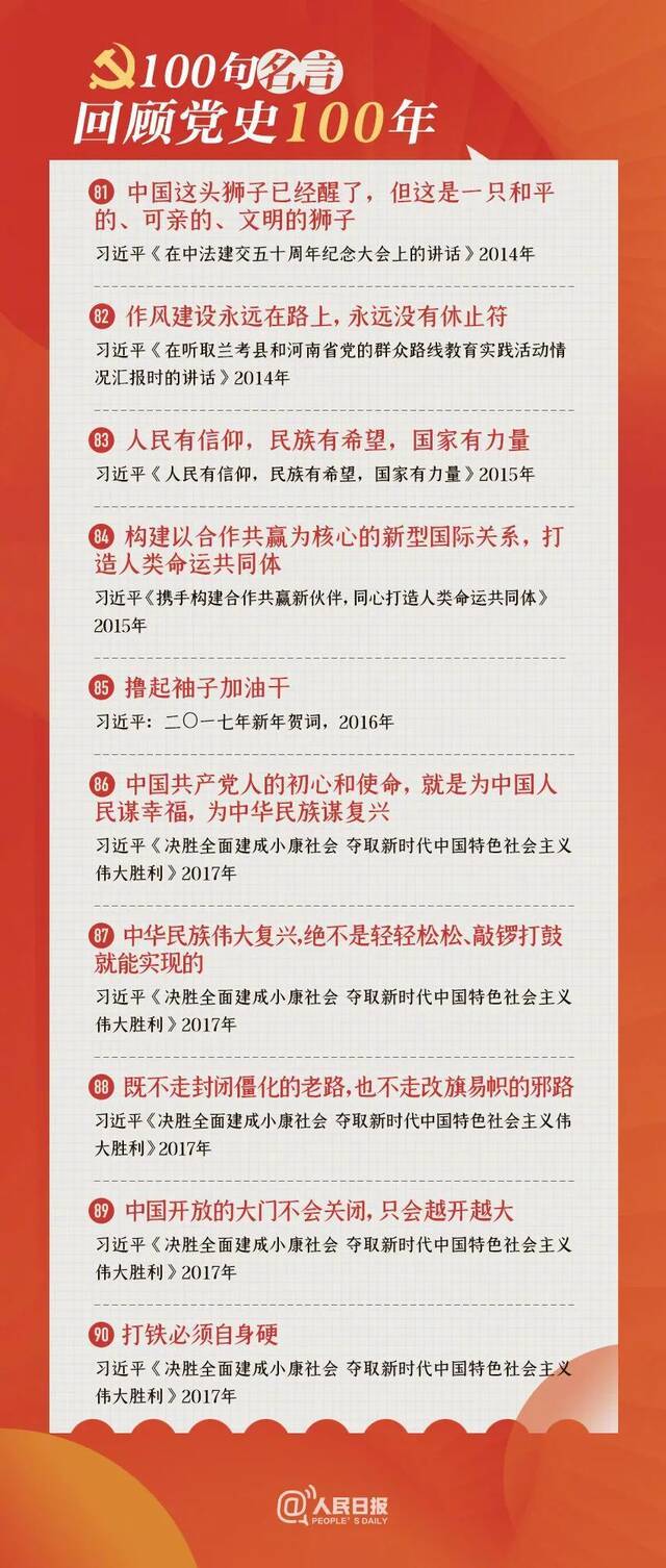 学习打卡  100句名言回顾党史100年