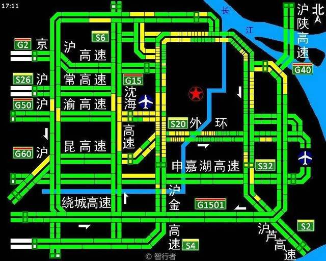 提醒：上海目前这些路段车流量较高 请合理规划出行方式和时间