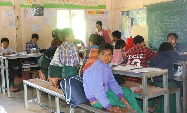 △图为缅甸曼德勒省一小学课堂（资料图）