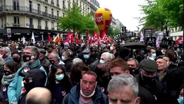 巴黎抗议现场，视频截图