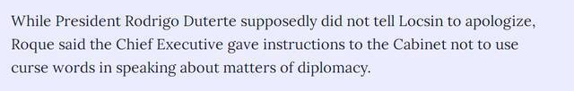 菲外长洛钦对华“爆粗口”，菲总统发言人：他告诉我，已向中方道歉