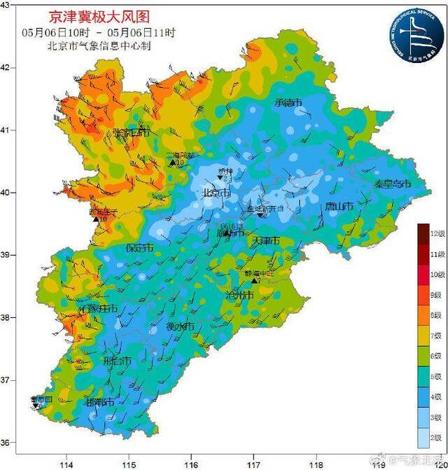 11时大风沙尘天气已经影响到北京西部山区