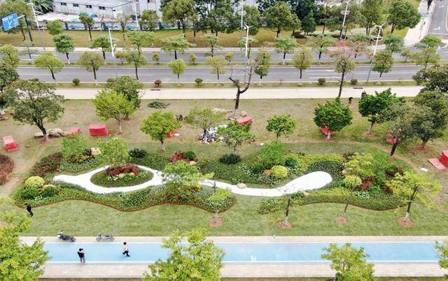 △广州市黄埔区生物岛的透水铺装、雨水花园、植草沟