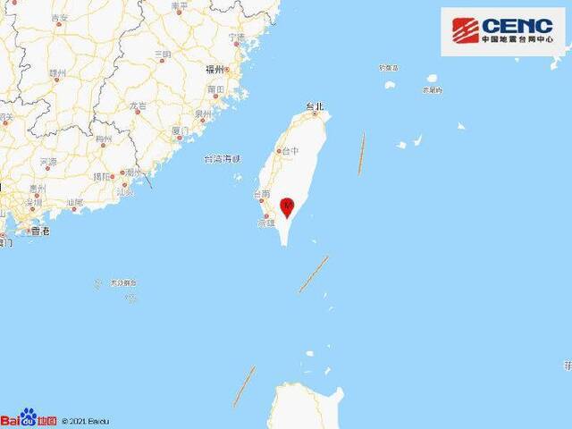 台湾台东县发生4.3级地震，震源深度10千米