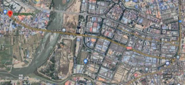 姐告口岸入境路线（截图自Google Earth）