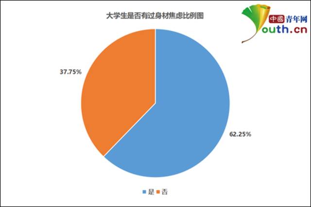 大学生是否有过身材焦虑比例图。中国青年网记者李华锡制图